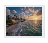 Waves and Sunset Funny Diamond Art Painting DIY 5D Square Drill Dots Picture Crafts Relaxing Art Kits for Adults