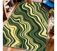 Waves Area Rug, Abstract Modern Lines Curves None Green Non-Slip Backing Soft Rectangle Carpet Stain Resistant Rugs for Living Room Bedroom Hallway Desk Office Decor 4' X 6'
