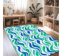 Waves Area Rug, Modern Contemporary Curves Lines Summer Green Non-Slip Edge Binding Home Rectangle Carpet Rugs for Living Room Bedroom New Home Dining Decor 4' X 6'