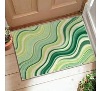 Waves Area Rug, Modern Contemporary Lines Curves Spring Green Low Pile Aesthetic Doormat Rectangle Accents Rug Entryway Bathroom Kitchen Doorway Decor 2' X 3'