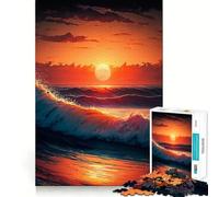 Waves at Ocean Sunset Adult Jigsaw Puzzles1000 Pieces Brain Game Gift High Precision Die Cut Relaxing Indoor Group Activity (50x75cm)
