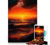 Waves at Ocean Sunset Adult Jigsaw Puzzles1000 Pieces Brain Game Gift High Precision Die Cut Relaxing Indoor Group Activity (38x26cm)