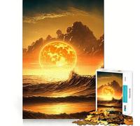 Waves at Ocean Sunset Jigsaw 1000 Pieces for Teenagers Memory Train Fun Clean Seamless Connection Relaxing Indoor Group Activity (38x26cm)
