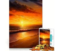 Waves at Ocean Sunset Jigsaw 1000 Pieces for Teenagers Mind Boost Fun Zero Gap Captivating Leisure for Cozy Indoors (50x75cm)