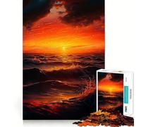 Waves at Ocean Sunset Jigsaw 1000 Pieces for Teenagers Mind Boost Fun Zero Gap Captivating Leisure for Cozy Indoors (50x75cm)