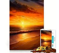 Waves at Ocean Sunset Jigsaw Puzzles1000 Pieces Recall Skill Fun Professional Grade Cutting Thoughtful Gift for Mind Activity (38x26cm)