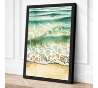 Waves at Tide Coastal Canvas Wall Art Print 18x12 Inch (46 x 30 cm)
