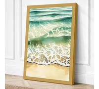 Waves at Tide Coastal Canvas Wall Art Print 18x12 Inch (46 x 30 cm)