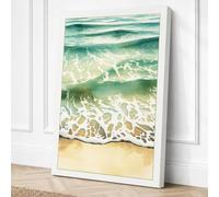 Waves at Tide Coastal Canvas Wall Art Print 36x24 Inch (91 x 61 cm)