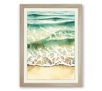 Waves at Tide Coastal Framed Wall Art Print A2 (59.4×42cm) Oak, Wall Decor for Living Room, Bedroom, Office & Home, Ready to Hang, Art Gift