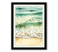 Waves at Tide Coastal Framed Wall Art Print A4 (29.7×21cm) Black, Wall Decor for Living Room, Bedroom, Office & Home, Ready to Hang, Art Gift
