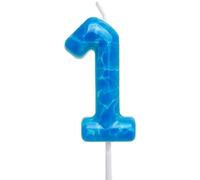 Waves Birthday Candles Blue Ocean Themed 1st Birthday Number Candle Cake Toppers for Under the Sea Themed Beach Pool Party Decorations Supplies