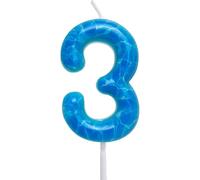 Waves Birthday Candles Blue Ocean Themed 3rd Birthday Number Candle Cake Toppers for Under the Sea Themed Beach Pool Party Decorations Supplies