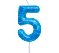 Waves Birthday Candles Blue Ocean Themed 5th Birthday Number Candle Cake Toppers for Under the Sea Themed Beach Pool Party Decorations Supplies