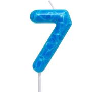 Waves Birthday Candles Blue Ocean Themed 7th Birthday Number Candle Cake Toppers for Under the Sea Themed Beach Pool Party Decorations Supplies