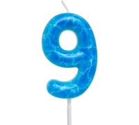 Waves Birthday Candles Blue Ocean Themed 9th Birthday Number Candle Cake Toppers for Under the Sea Themed Beach Pool Party Decorations Supplies