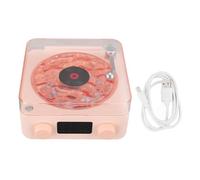 Waves Bluetooth Speaker,Vintage Record Model Player Speaker Turntable Stereo with Time DisplayAdjustable Soft Light 360° Surround Sound for Bedrooms Bathroom White (Light Red)