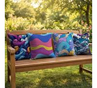 Waves Cushion Covers 45 x 45, Abstract Pillow Cases 4 Pack, Sofa Bed Decor Cushion Covers 45x45cm with Invisible Zipper Heat Absorbing Breathable for All-Season Who Sweat Easily Home Decor BZTH-4660