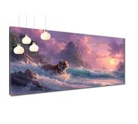 Waves Diamond Art Kits Adults, 5D Tiger Diamond Painting for Adults Kid, DIY Full Round Drill Crystal Art Rhinestone Embroidery Crafts, Wall Gem Art Painting for Room Decor and Gifts 70x140cm T3-935