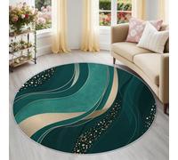 Waves Dots Round Rug 100 cm for Bedroom, Low-Profile Washable Glam Elegant Area Rugs, Soft Non-Slip Thin Floor Mat for Coffee Table, Entrance, Multicolored