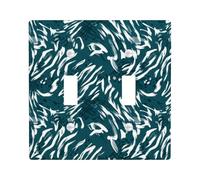 Waves Double Light Switch Cover Plate, Contemporary Artistic Swirls Dots None Teal Plastic Standard Size Decorative Wall Plates for Bedroom Bathroom Kitchen Entrance Decor