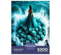 Waves Dress Rose 1000 Piece Classic Jigsaw Puzzle Oceanic Elegance Art Jigsaw Puzzle Bundle Extra-Thick Cardboard Stress Relief Travel Adults Kids Age 12 Years Up 52x38cm/1000pcs