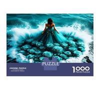 Waves Dress Rose 1000pc Classic Jigsaw Puzzle Oceanic Elegance Art Jigsaw Puzzle Bundle Extra-Thick Cardboard Collector Mind Relaxation Travel Office Break Holiday 70x50cm/1000pcs