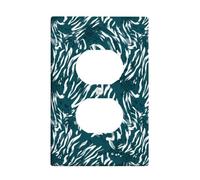 Waves Duplex Outlet Covers Wall Plate, Contemporary Artistic Swirls Dots None Teal Plastic Standard Size Decorative Receptacle Outlet Covers for Living Room Bedroom Home Office Decor
