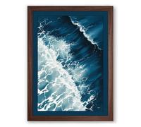Waves from Above Coastal Framed Wall Art Print A1 (84.1×59.4cm) Walnut, Wall Decor for Living Room, Bedroom, Office & Home, Ready to Hang, Art Gift