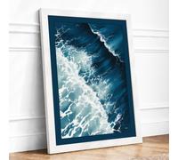 Waves from Above Coastal Framed Wall Art Print A3 White