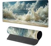 Waves Gaming Mouse Mat 1000x500x3mm, Mouse Pad Large Cloud, Desk Mat with Stitched Edge, Mousepad with Non-Slip Rubber Base, Office Accessories, Keyboard Pad, for Gifts, PC, Gaming, Desk Office 5-9086
