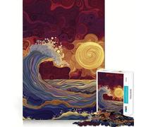 Waves Kissing Sunset 1000 Piece Jigsaws Creative Skill Toy Tight Lock No Loose Pieces Bonding Activity for Loved Ones (38x26cm)