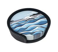 Waves Lapping At The Rocks 6-Piece Coaster Set, Round Coaster Set Suitable For Various Mugs,* For Home Decoration Desktop Protectors.