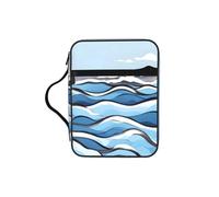 Waves lapping at the rocks Bible Study Tote Bag with Handles-Water-Resistant Organizer for Church Travel, Pen Holder Tablet Pocket Journal Cover Case