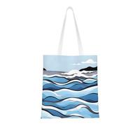 Waves Lapping At The Rocks Canvas Tote Bags Are Reusable And Suitable For Shopping, Going To School, Going To Work, Etc.