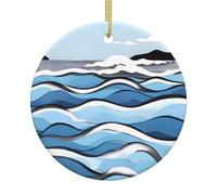 Waves lapping at the rocks Christmas ceramic ornaments perfect for offices living rooms or bedrooms