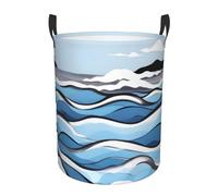 Waves lapping at the rocks Circular HamperS Basket Large Laundry Storage Basket for Clothes Stylish Home Decor Organizer