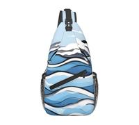 Waves lapping at the rocks Cross chest bag diagonally.Adjustable Breathable Sling Bag, Travel Shoulder Bag