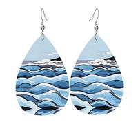 Waves lapping at the rocks Elegant Dangling Teardrop Earrings for Women, Lightweight Leather Earrings, Versatile Everyday Design