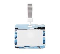 Waves Lapping At The Rocks Id Badge Holder with Lanyard-Horizontal Card Protector, Clear Abs Hard Shell for Work Office Events
