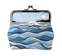 Waves Lapping At The Rocks Leather Coin Purse for Women-Small Kiss Lock Wallet, Mini Card Holder for Keys Lipstick, Cute Change Purse for Travel