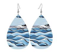 Waves lapping at the rocks Leather Earring Pairs Teardrop Faux Leather Earrings Set for Women Lightweight Leather Dangle Drop Earrings.