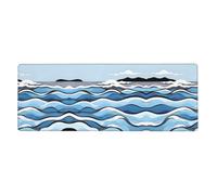 Waves Lapping at The Rocks Mouse Pad 11.8x31.5 in. Non-Slip Base for RGB Keyboard, Mouse and Laptop, Suitable for Gaming and Office.