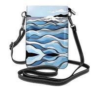 Waves lapping at the rocks Pattern crossbody bag, flap leather wallet, detachable shoulder strap, suitable for travel and camping.