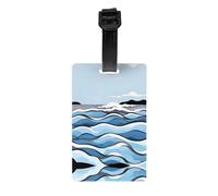 Waves Lapping at The Rocks Pattern Luggage tag - 3.3 x 2.1 inches Removable Privacy Travel tag
