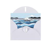 Waves lapping at the rocks Pearlescent Greeting Cards - Horizontal All Occasion Cards with Envelopes, Elegant Shimmer Card for Birthday, Christmas, Blank Inside