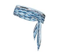 Waves Lapping at The Rocks Performance Sports Headband - Double Sided Moisture Wicking Workout Head Tie for Running, Yoga & Gym