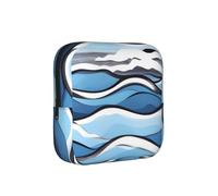 Waves Lapping at the Rocks Period Proof Storage Bag-Feminine Hygiene Travel Case for Sanitary Pads, Discreet Mensural Pouch for Purse Office