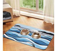 Waves lapping at the rocks Pet Absorbent Leather Placemat 40x60cm Beautiful Design Cat and Dog Bowl Mat Portable Storage