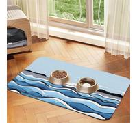 Waves lapping at the rocks Pet absorbent leather tablecloth Pet bowl mat suitable for dogs or cats